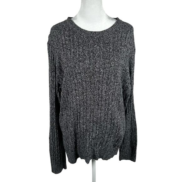 Kim Rogers Black White Sweater Size XXL 2XL Y2K Cable-Knit Cotton Casual Plus - Picture 1 of 5